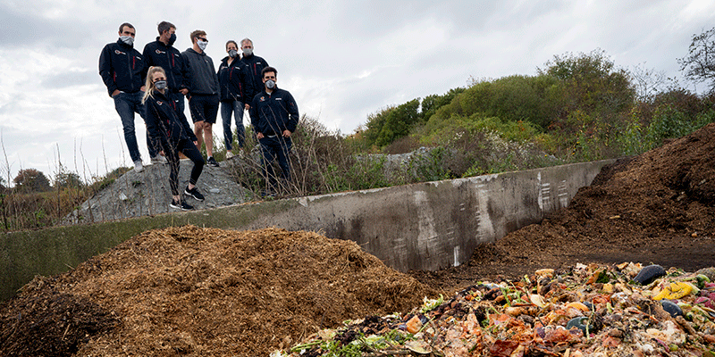 The 11th Hour Racing Team sailors visited Clean Ocean Access and their Healthy Soils Healthy Seas initiative at Rhode Island Nurseries to find out more about composting. Credit: Amory Ross | 11th Hour Racing