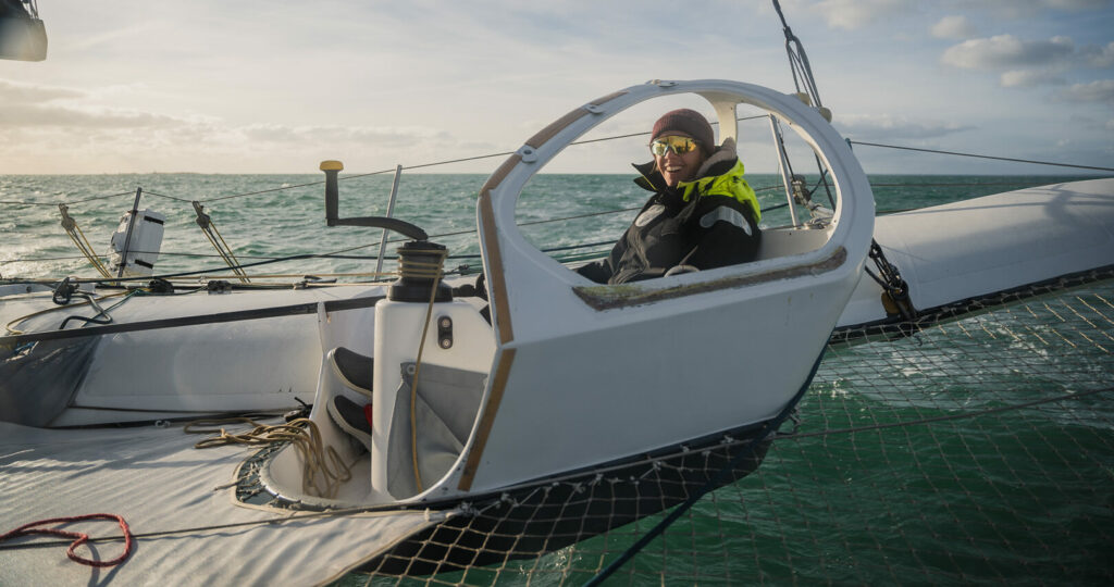 Francesca Clapcich has been named the inaugural skipper of UpWind by MerConcept, and she will serve as a spokesperson and mentor for the participating sailors. Photo credit: Guillaume Gatefait