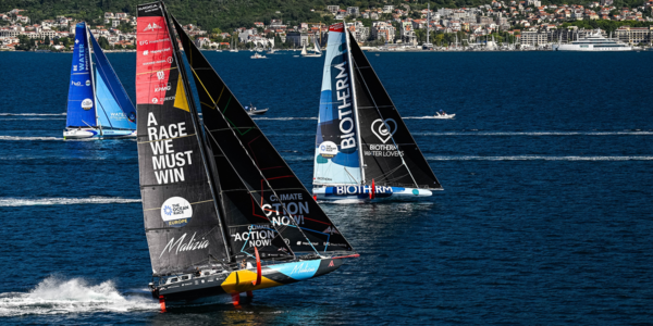 Fleet of sailboats in The Ocean Race Europe 2025.